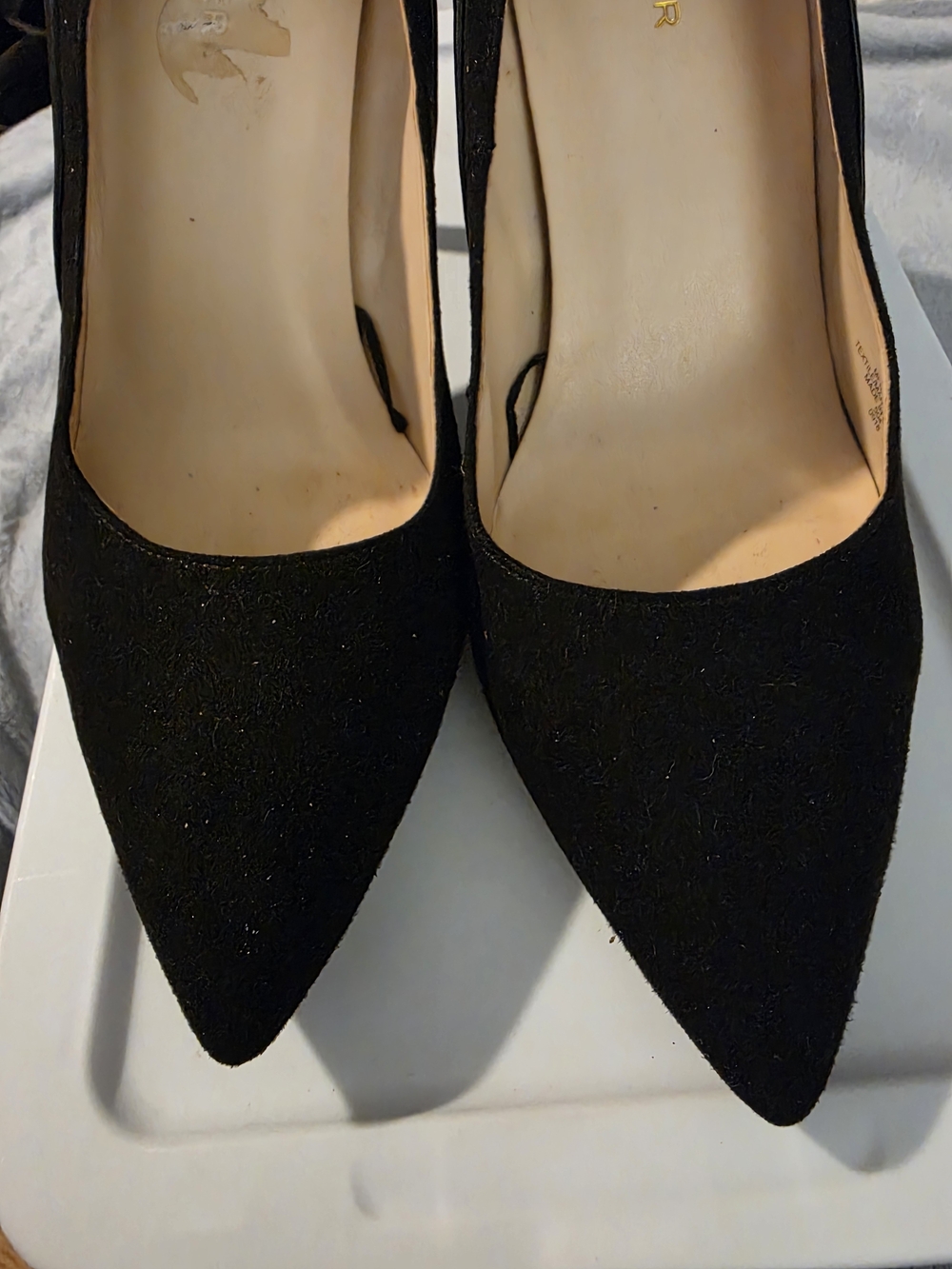 Marc Fisher Black Pointed-Toe Suede Pumps